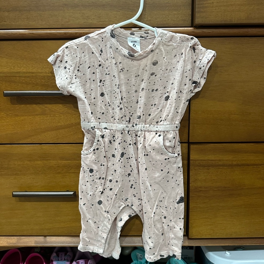 Stem Pink and Black Speckled Kids One Piece Footie